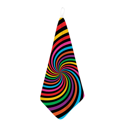 Rainbow Psychedelic Swirl Print Hand Towel