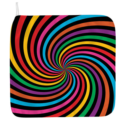 Rainbow Psychedelic Swirl Print Hand Towel