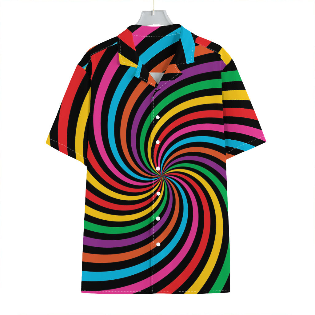 Rainbow Psychedelic Swirl Print Hawaiian Shirt