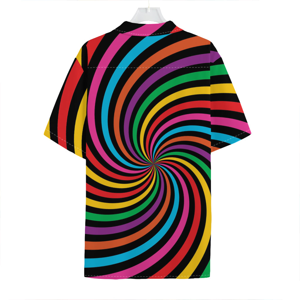 Rainbow Psychedelic Swirl Print Hawaiian Shirt