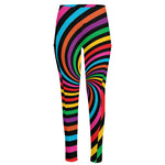 Rainbow Psychedelic Swirl Print High-Waisted Pocket Leggings