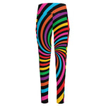 Rainbow Psychedelic Swirl Print High-Waisted Pocket Leggings