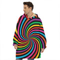 Rainbow Psychedelic Swirl Print Hoodie Blanket