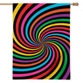 Rainbow Psychedelic Swirl Print House Flag
