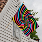 Rainbow Psychedelic Swirl Print House Flag