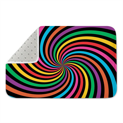 Rainbow Psychedelic Swirl Print Indoor Door Mat