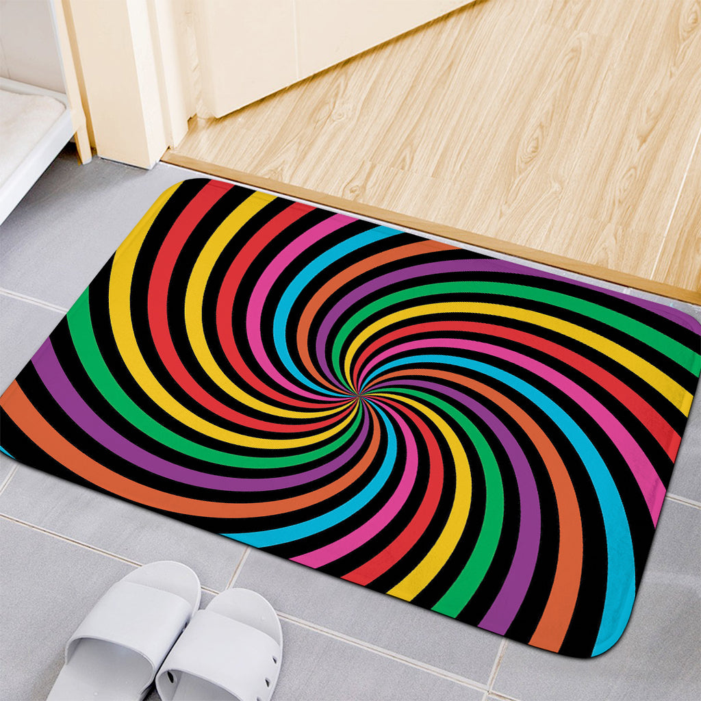 Rainbow Psychedelic Swirl Print Indoor Door Mat
