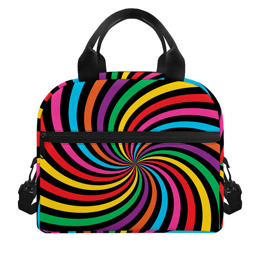 Rainbow Psychedelic Swirl Print Insulated Lunch Bag