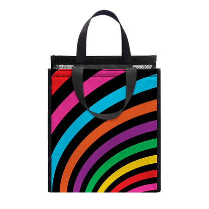 Rainbow Psychedelic Swirl Print Insulated Lunch Tote