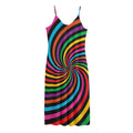 Rainbow Psychedelic Swirl Print Jersey Midi Cami Dress