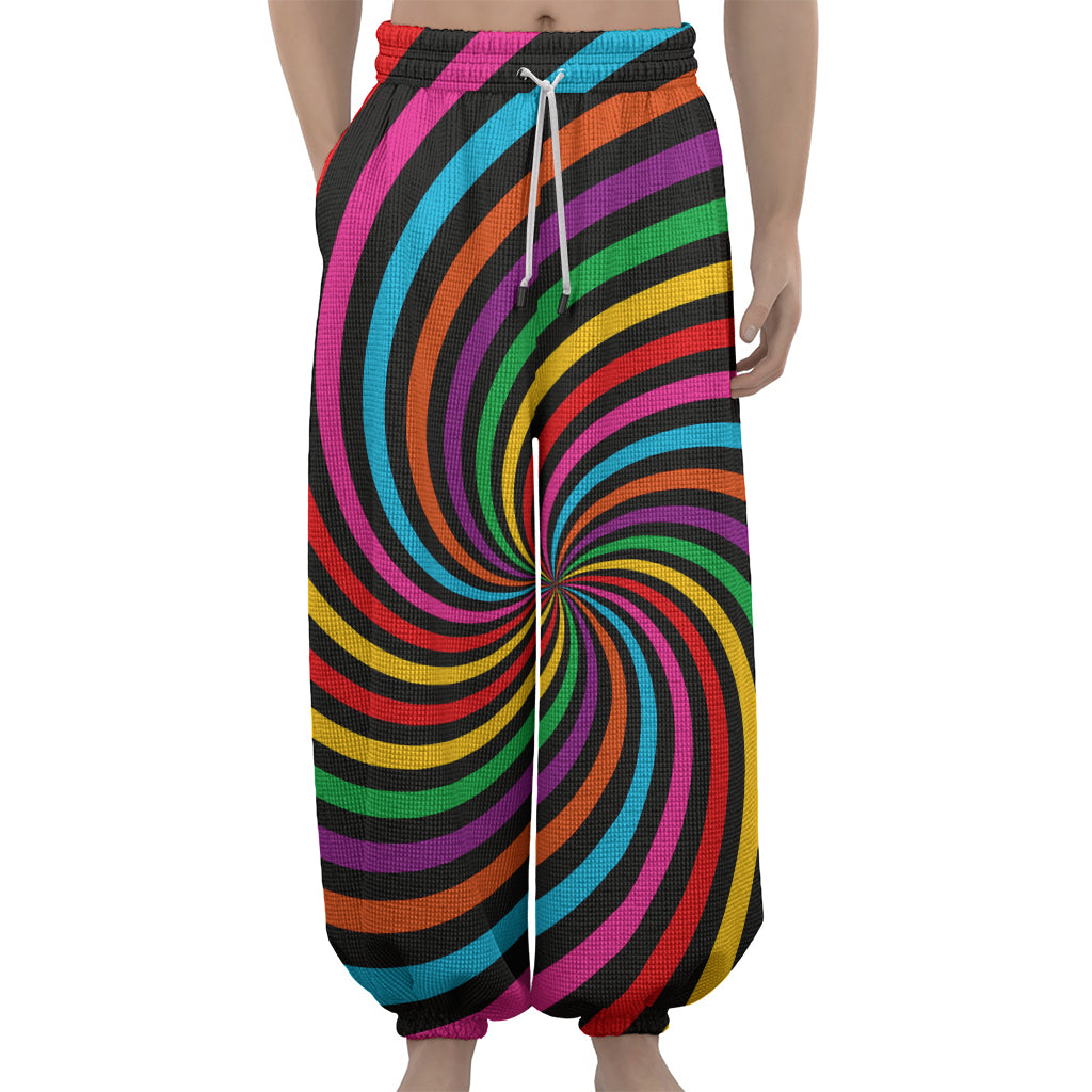 Rainbow Psychedelic Swirl Print Lantern Pants