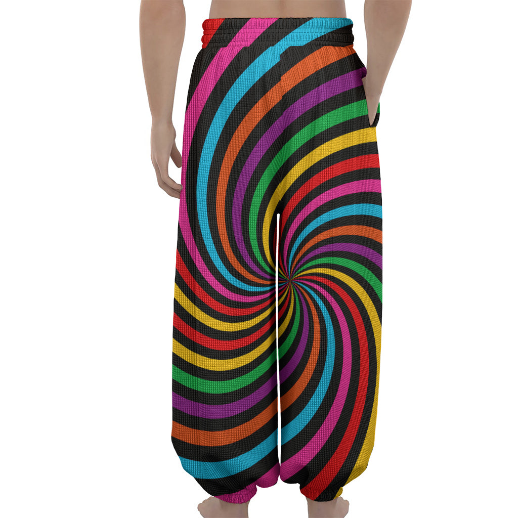 Rainbow Psychedelic Swirl Print Lantern Pants