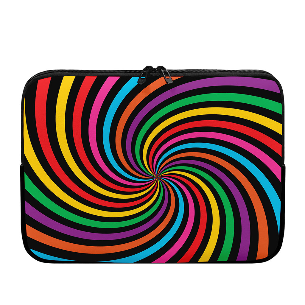 Rainbow Psychedelic Swirl Print Laptop Sleeve