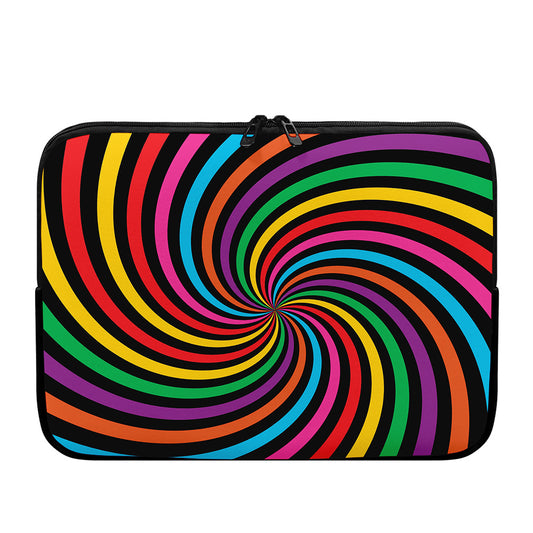 Rainbow Psychedelic Swirl Print Laptop Sleeve
