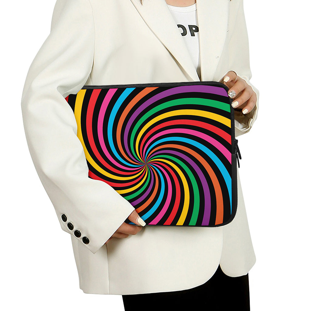Rainbow Psychedelic Swirl Print Laptop Sleeve