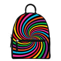 Rainbow Psychedelic Swirl Print Leather Backpack
