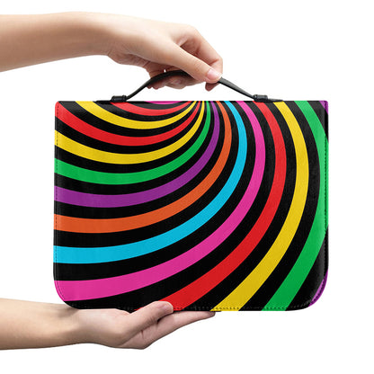 Rainbow Psychedelic Swirl Print Leather Bible Cover