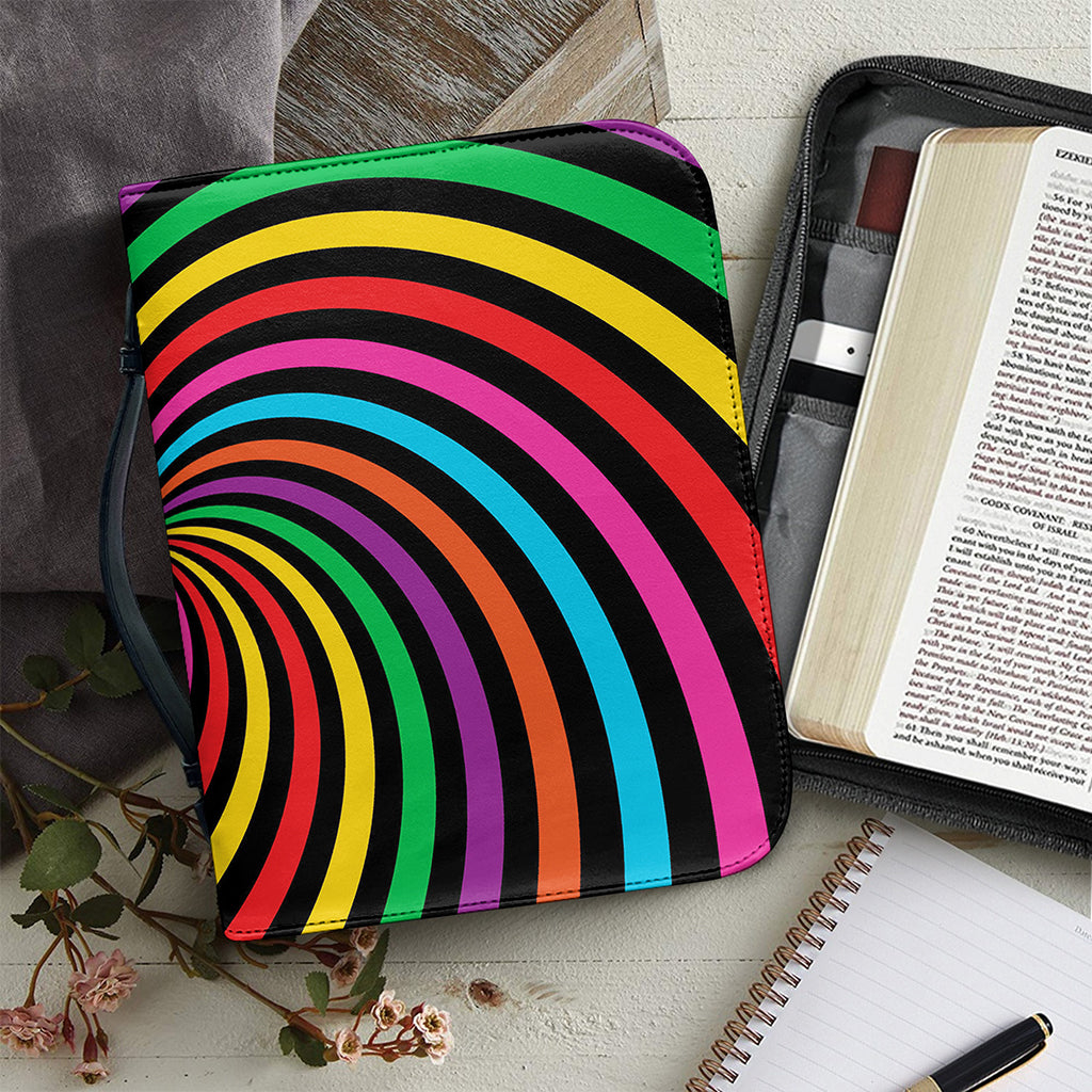 Rainbow Psychedelic Swirl Print Leather Bible Cover