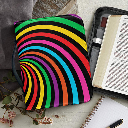 Rainbow Psychedelic Swirl Print Leather Bible Cover