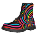 Rainbow Psychedelic Swirl Print Lace-Up Boots