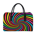Rainbow Psychedelic Swirl Print Leather Duffel Bag