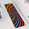 Rainbow Psychedelic Swirl Print Long Kitchen Mat