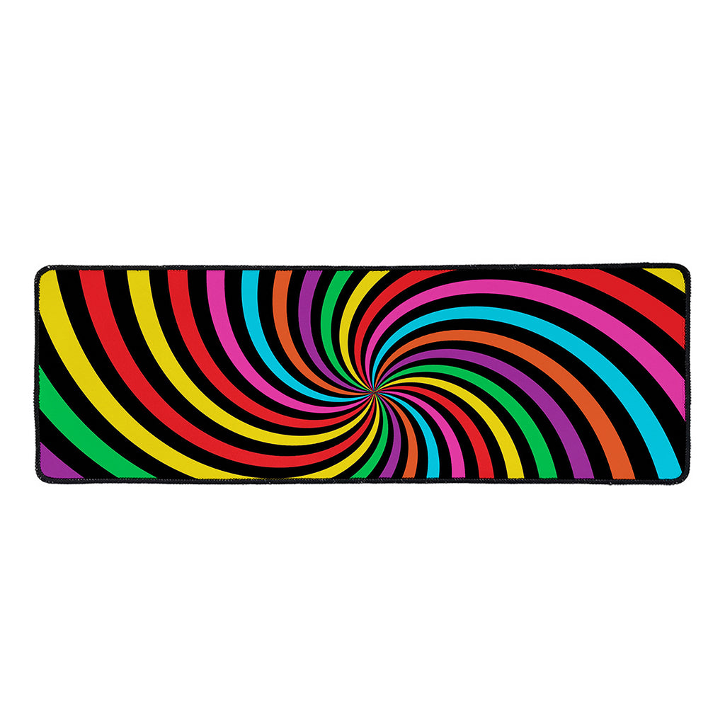 Rainbow Psychedelic Swirl Print Long Kitchen Mat