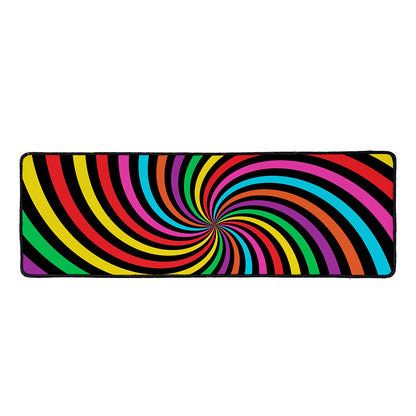 Rainbow Psychedelic Swirl Print Long Kitchen Mat