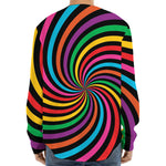 Rainbow Psychedelic Swirl Print Long Sleeve Baseball Jersey