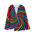 Rainbow Psychedelic Swirl Print Long Sleeve Short Coat