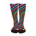 Rainbow Psychedelic Swirl Print Long Socks