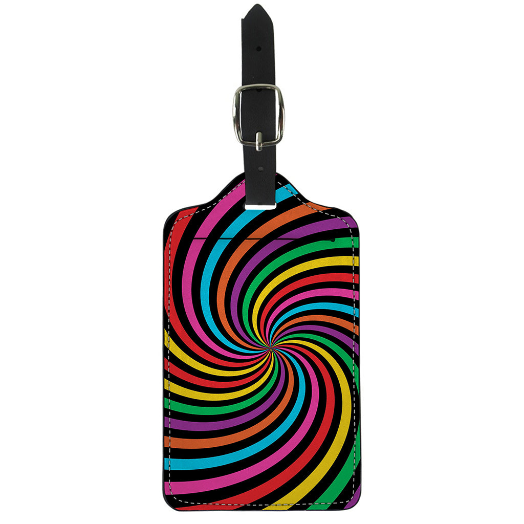 Rainbow Psychedelic Swirl Print Luggage Tag