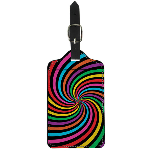 Rainbow Psychedelic Swirl Print Luggage Tag