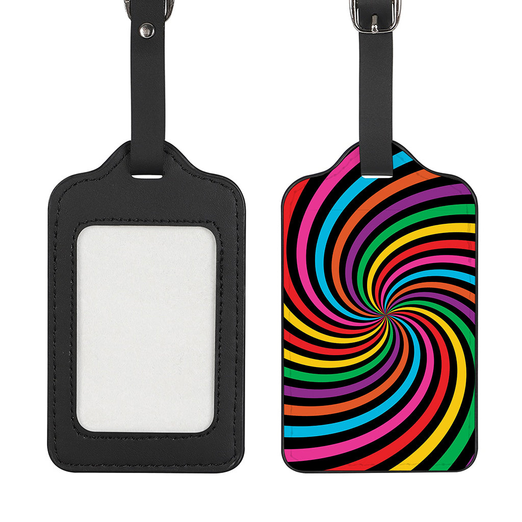 Rainbow Psychedelic Swirl Print Luggage Tag