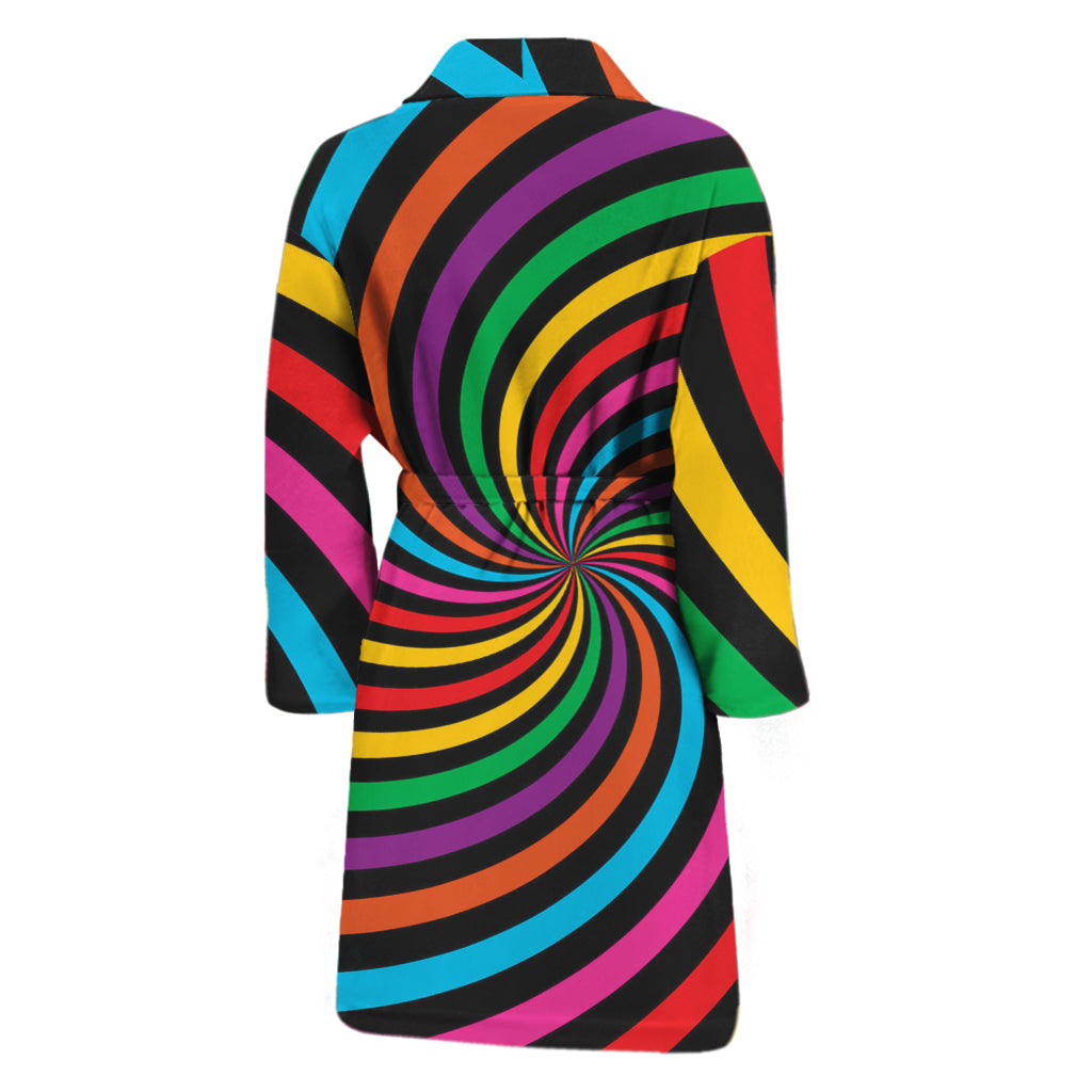 Rainbow Psychedelic Swirl Print Men's Bathrobe