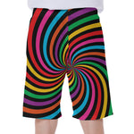 Rainbow Psychedelic Swirl Print Men's Beach Shorts