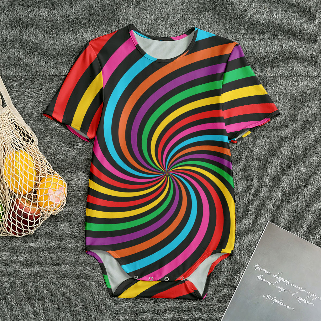 Rainbow Psychedelic Swirl Print Men's Bodysuit