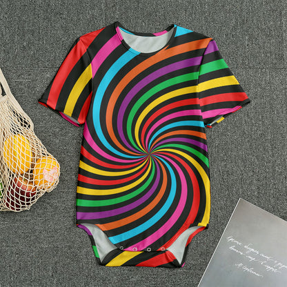 Rainbow Psychedelic Swirl Print Men's Bodysuit