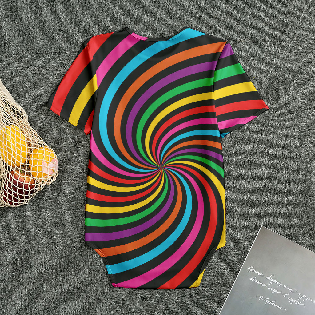 Rainbow Psychedelic Swirl Print Men's Bodysuit