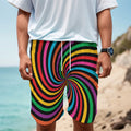 Rainbow Psychedelic Swirl Print Men's Cargo Shorts