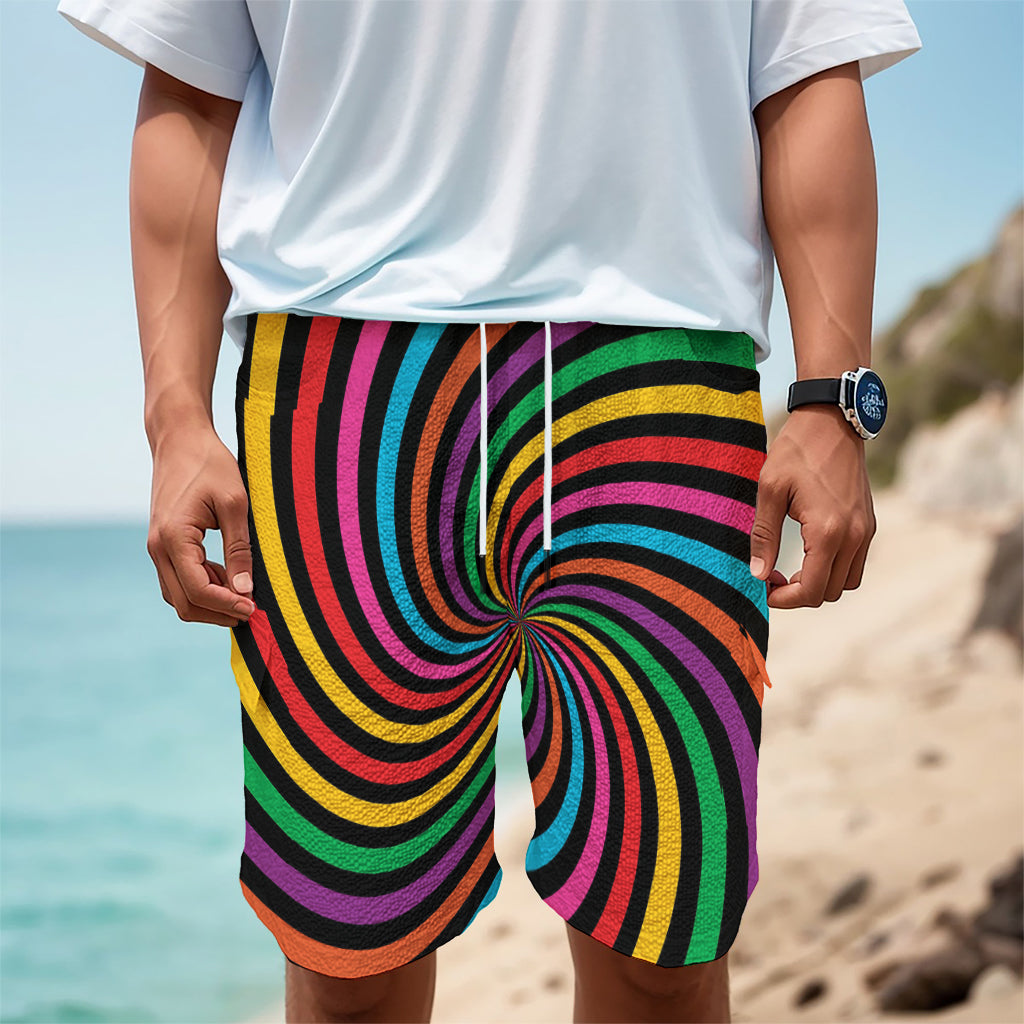 Rainbow Psychedelic Swirl Print Men's Cargo Shorts