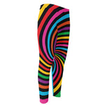 Rainbow Psychedelic Swirl Print Men's Compression Pants