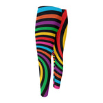 Rainbow Psychedelic Swirl Print Men's Compression Pants
