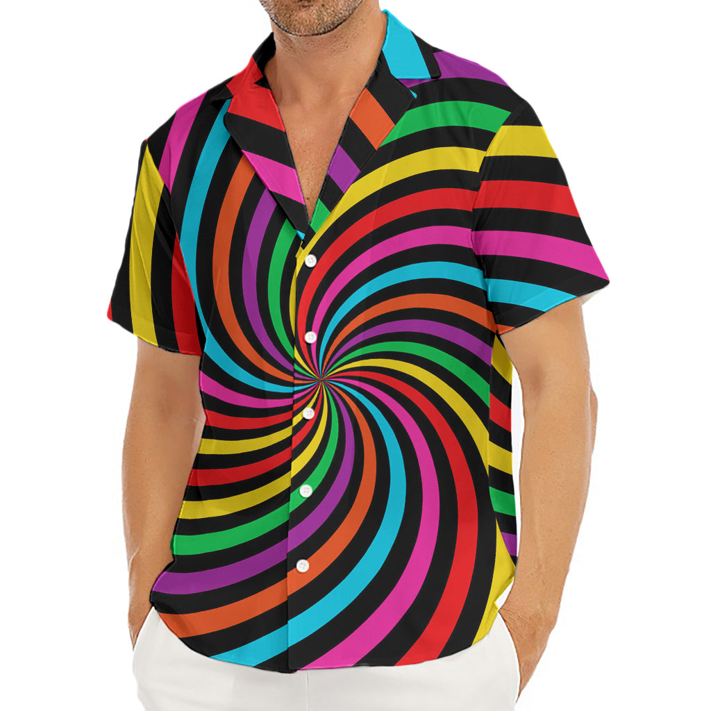 Rainbow Psychedelic Swirl Print Men's Deep V-Neck Shirt