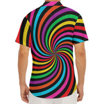 Rainbow Psychedelic Swirl Print Men's Deep V-Neck Shirt