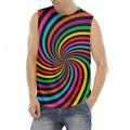 Rainbow Psychedelic Swirl Print Men's Fitness Tank Top