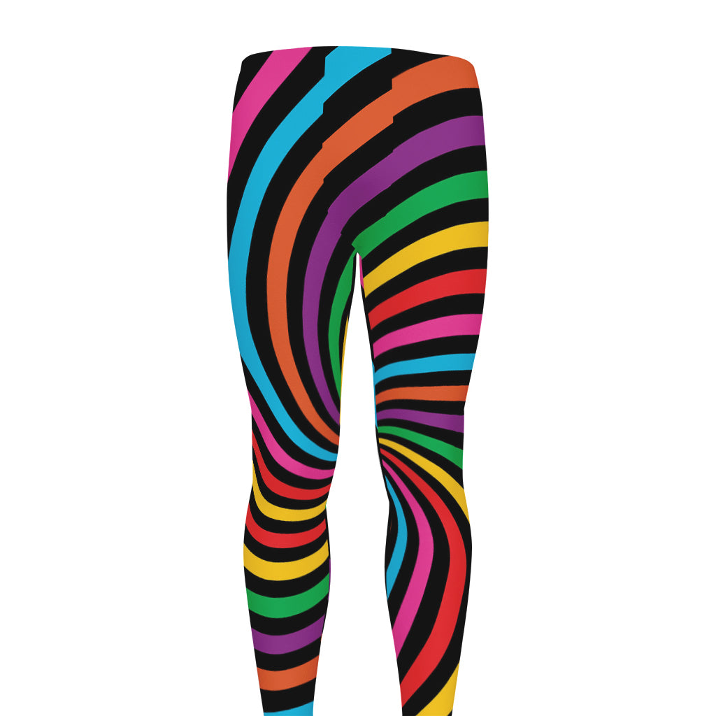 Rainbow Psychedelic Swirl Print Men's leggings