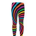Rainbow Psychedelic Swirl Print Men's leggings