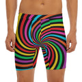 Rainbow Psychedelic Swirl Print Men's Long Boxer Briefs