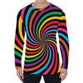 Rainbow Psychedelic Swirl Print Men's Long Sleeve T-Shirt